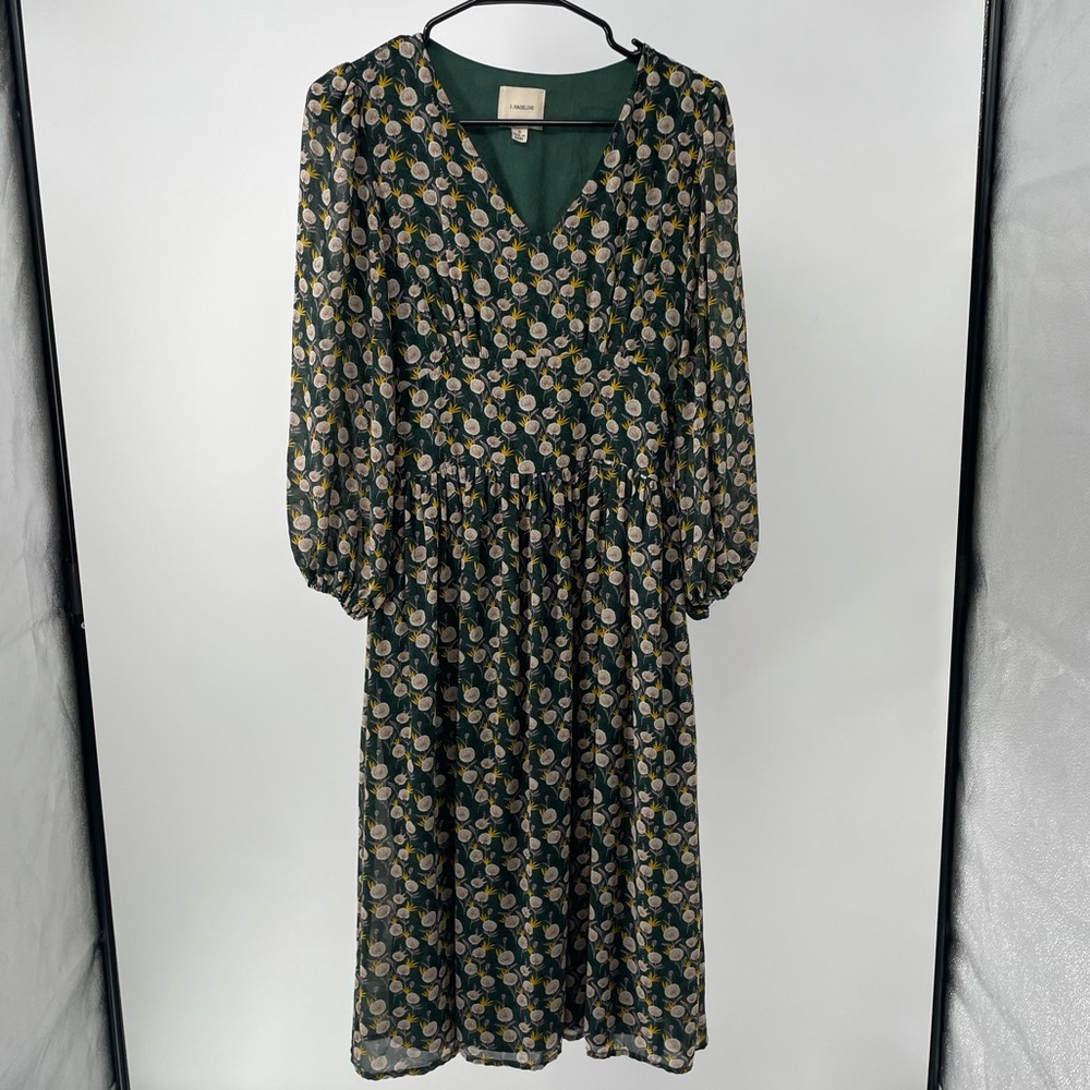 I. Madeline Green Floral Dress